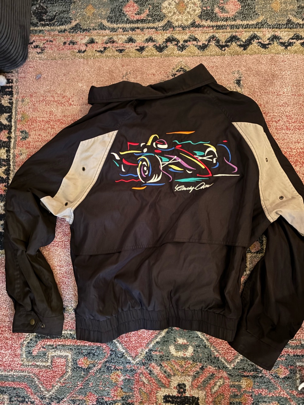 Black Men's Jacket with Multicolor Graphic